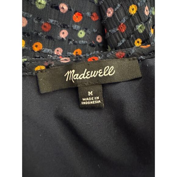 Madewell Navy Lyric Wrap Top in Sugar Mini Polka Dot XS / M - Picture 5 of 11